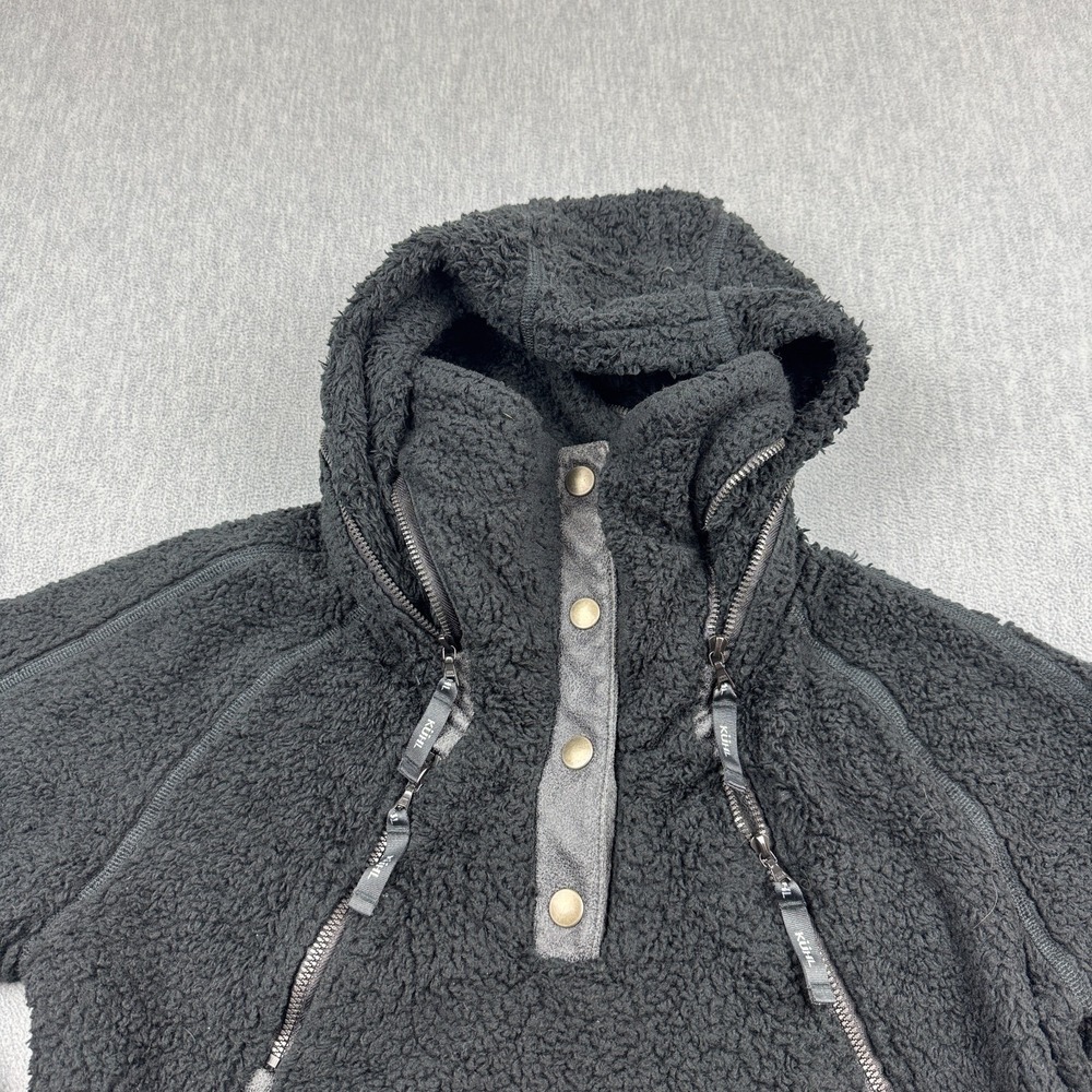 Kuhl Jacket Womens‎ XS Black Flight Pullover Sherpa Fleece Hooded Snap Button - Picture 3 of 14